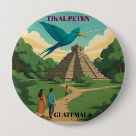 GUATEMALA, TIKAL PETEN Retro poster Button