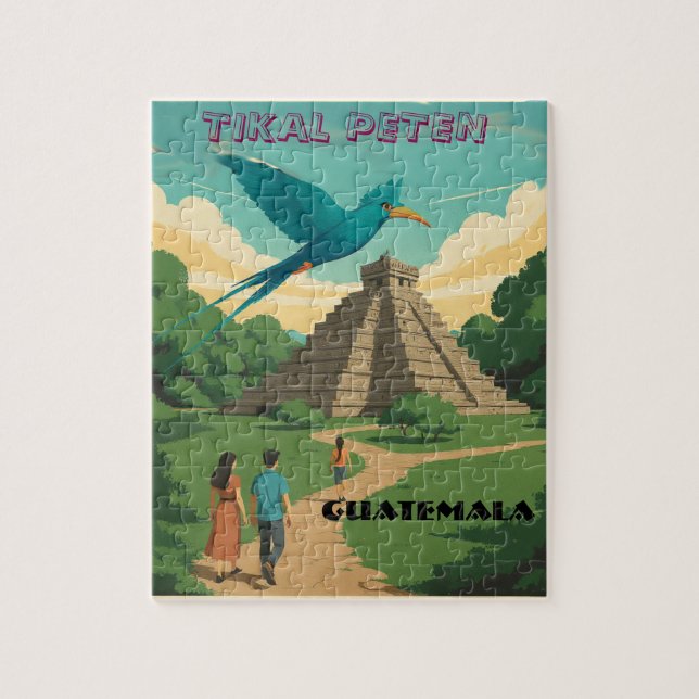 GUATEMALA, TIKAL PETEN Retro poster Puzzle (Vertikal)