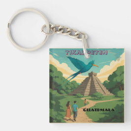 GUATEMALA, TIKAL PETEN Retro poster Schlüsselanhänger