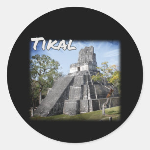 Guatemala Tikal Ruins Temple Runder Aufkleber