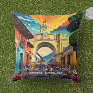 Guatemala Travel Vintage Poster Antigua Kissen