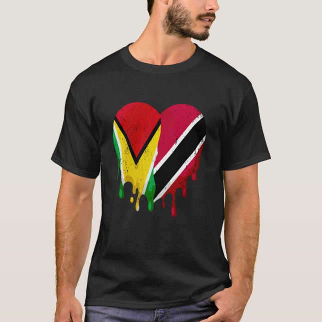 Guatemala Trinidad & Tobago Flag Heart Citizen Pat T-Shirt (Vorderseite)