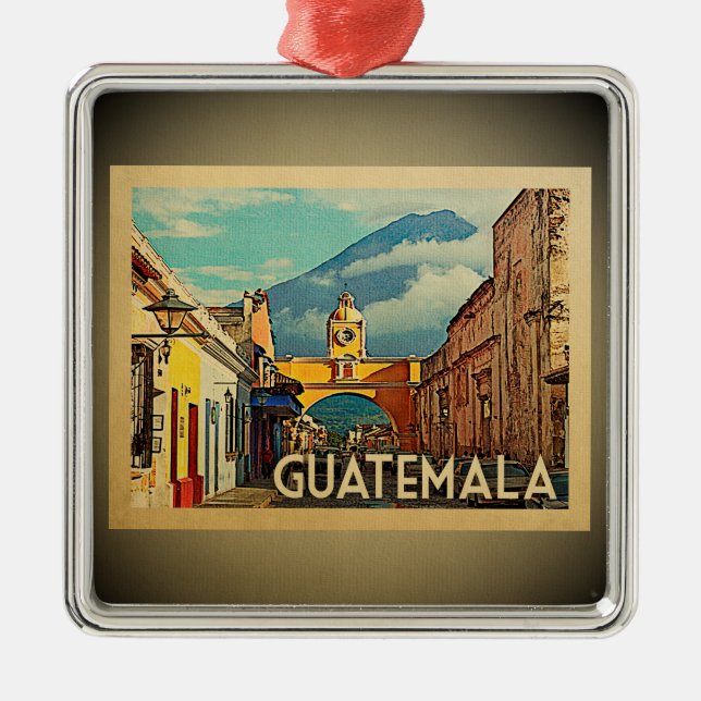 Guatemala-Verzierungs-Vintage Reise Silbernes Ornament (Vorne)