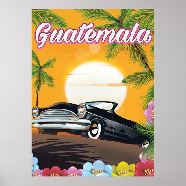 Guatemala Vintage Autovermietung Plakat (Vorne)
