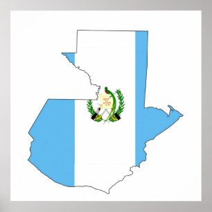 guatemaltekische Landesflaggenkarte Silhouette Sym Poster