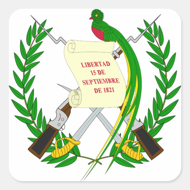 guatemaltekisches Emblem Quadratischer Aufkleber (Vorderseite)