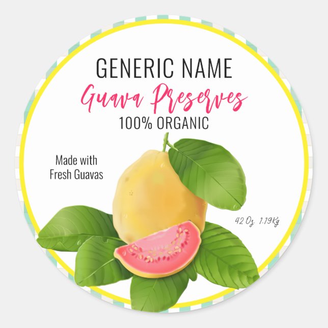 Güava Fruchtkonservenjar-Etikett Runder Aufkleber (Vorderseite)