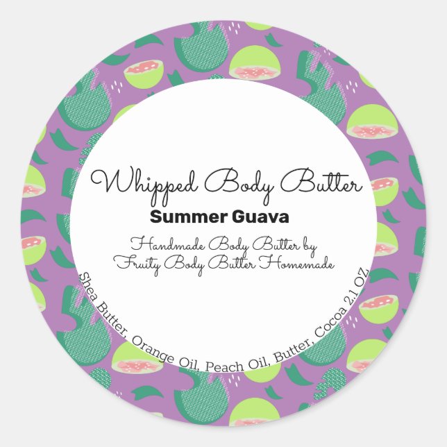 Guava Fruit Pop Body Butter Bath Branding Runder Aufkleber (Vorderseite)