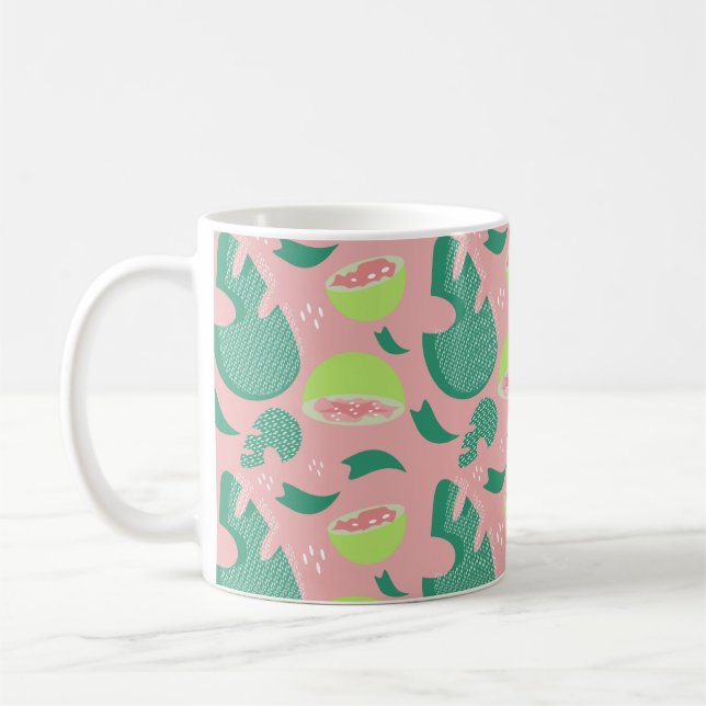 Guava Greenery Pink Green Fruit Pattern Kaffeetasse (Links)