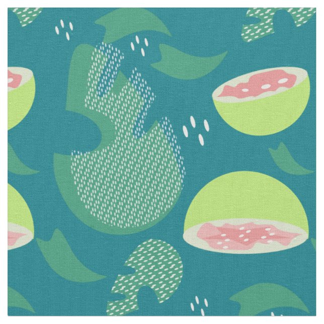 Guava Greenery Pink Green Fruit Pattern Stoff (Nahaufnahme)