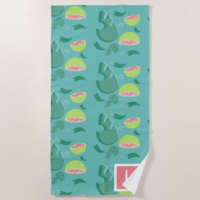 Guava Greenery Pink Green Fruit Pattern Strandtuch (Vorderseite)