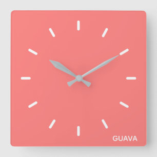 Guava pink color name quadratische wanduhr