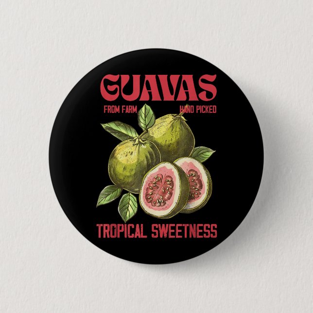 Guavas Retro-Werbegrafik Vintage-Guavas Button (Vorderseite)