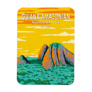 Guayana Amazonian Nationalpark Vintage Postkarte Magnet