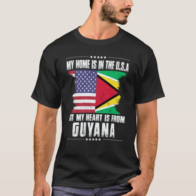 Guayanese American Patriot Grown Proud Home Heart  T-Shirt (Vorderseite)