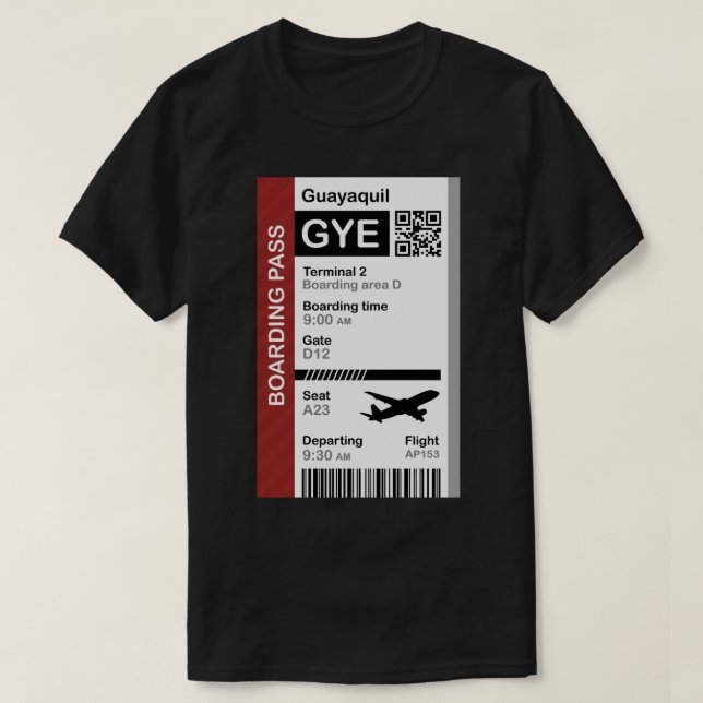 Guayaquil Boarding Pass Flight Destination Ticket T-Shirt (Design vorne)