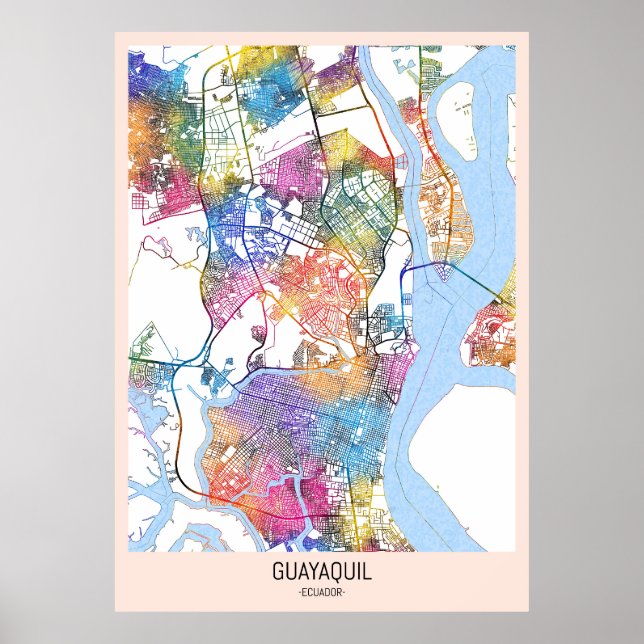 Guayaquil Ecuador City Map Poster (Vorne)