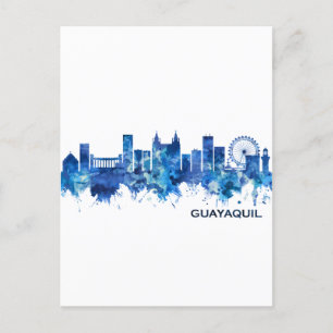 Guayaquil Ecuador Skyline Blue Feiertagspostkarte