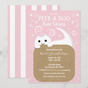 Guck mal BOO Geist Rosa Halloween Babyparty Einladung