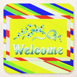 GUCOME-DESIGN-GELBE MIT SILVER-TEXT RECHTECKIGER PAPPUNTERSETZER