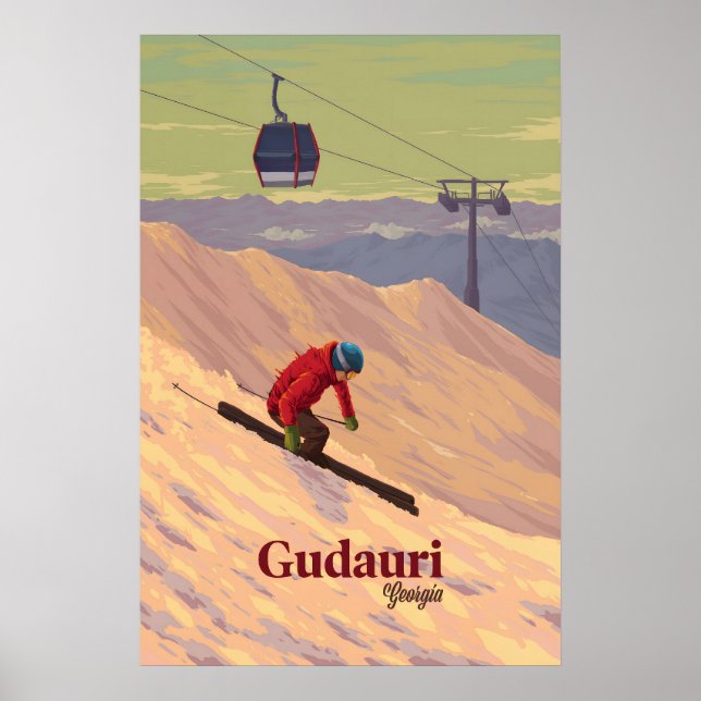 Gudauri Georgien Skigebiet Reiseplakat Poster (Vorne)