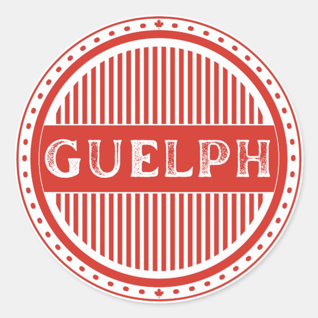 Guelph City Pride Emblem – Canadian Identity Runder Aufkleber (Vorderseite)