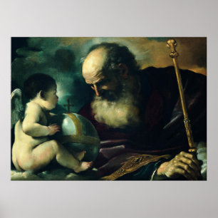 Guercino - Gott der Vater und der Engel - 1620 Poster