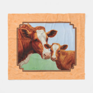 Guernsey Calf und Mutter Kuh Peach Fleecedecke