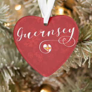 Guernsey Flag Herz, Kanalinseln Ornament