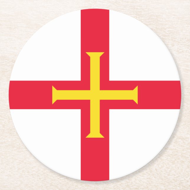Guernsey Flag Runder Pappuntersetzer (Vorderseite)