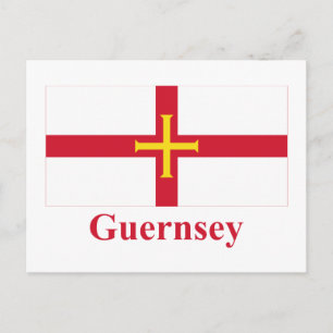 Guernsey-Flagge mit Namen Postkarte