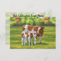 Guernsey Kuh & Niedlich Calf im Sommer Weide