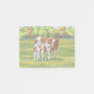 Guernsey Kuh & Niedlich Calf im Sommer Weide Post-it Klebezettel