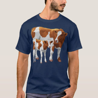 Guernsey Kuh und Niedliches Kalb T-Shirt