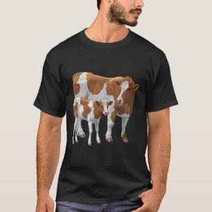 Guernsey Kuh und Niedliches Kalb T-Shirt