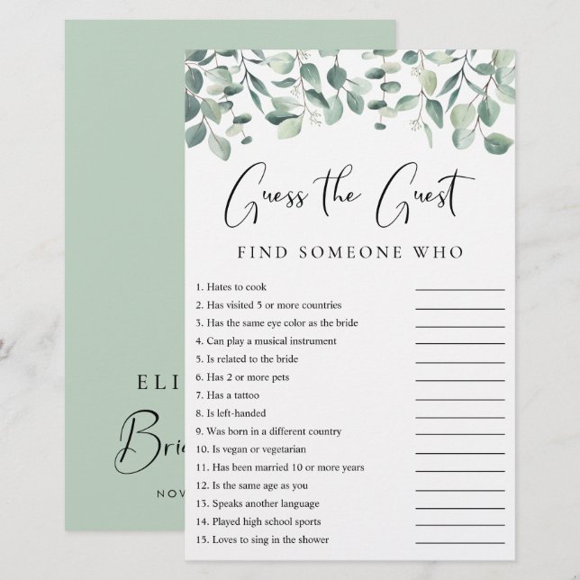 Guess Guess Eukalyptus Shower Game (Vorne/Hinten)