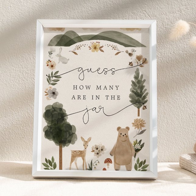 Guess How Many Are in the Jar Boho Woodland Sign Poster (Von Creator hochgeladen)