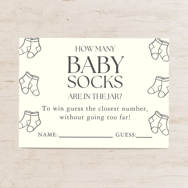 Guess How Many Baby Socks Minimal Baby Shower Game Begleitkarte (Von Creator hochgeladen)
