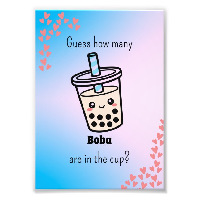 Guess How Many Boba Are in the Cup?  Gender Reveal Fotodruck (Vorne)