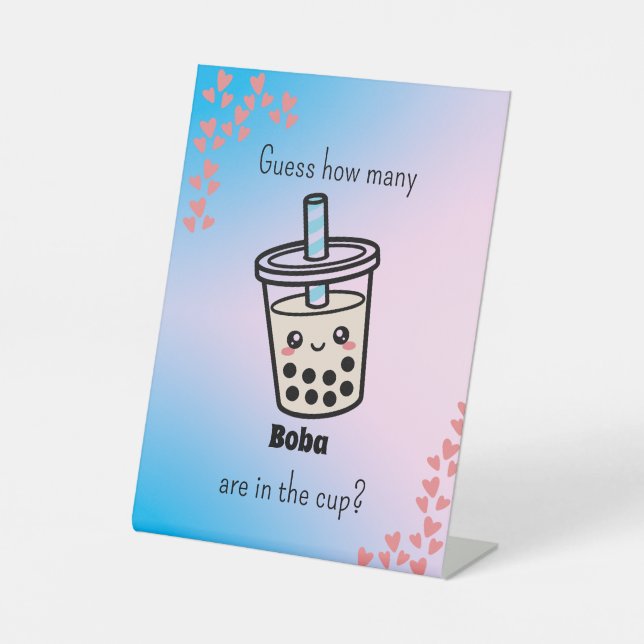 Guess How Many Boba Are in the Cup?  Gender Reveal Sockelschild (Vorderseite)
