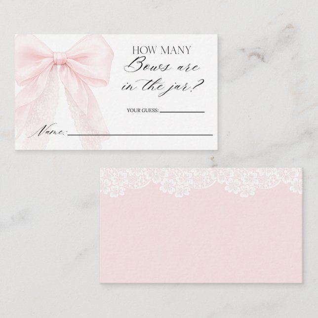 guess how many bows Girl Modern Baby Shower  Begleitkarte (Vorne/Hinten)