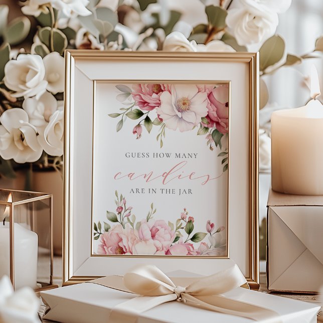 Guess How Many Candies Pink Baby Shower Sign Fotodruck (Von Creator hochgeladen)