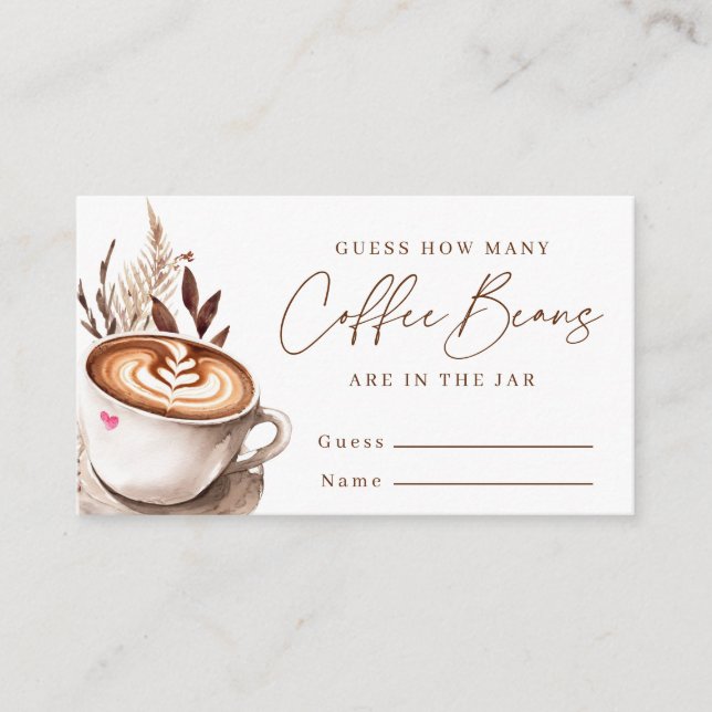 Guess How Many Coffee Beans are in the Jar Game Begleitkarte (Vorderseite)