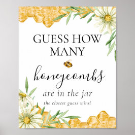 Guess How Many Honeycomb Bee Bridal Shower Game Poster