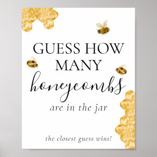 Guess How Many Honeycomb Bee Bridal Shower Game Poster