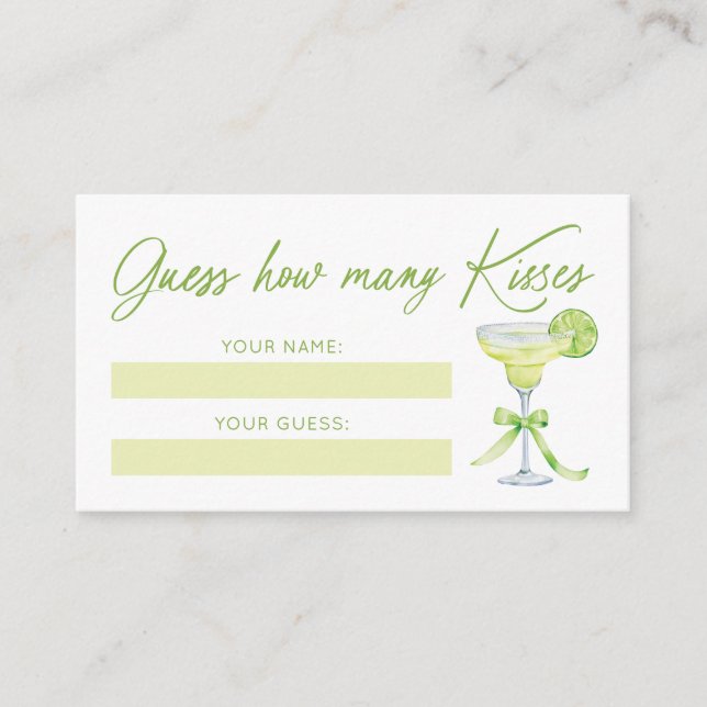 Guess How Many Kisses Bridal Shower Game Card Begleitkarte (Vorderseite)
