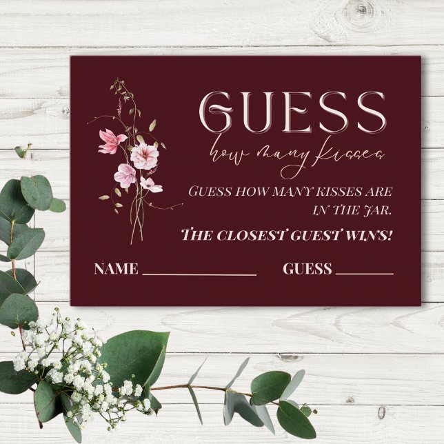 Guess How Many Kisses Bridal Shower Game Card Begleitkarte (Von Creator hochgeladen)
