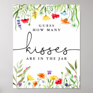 Guess how many kisses game Colorful Wildflower Poster