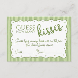 Guess How Many Kisses Game Soft Green Striped Card Dankeskarte