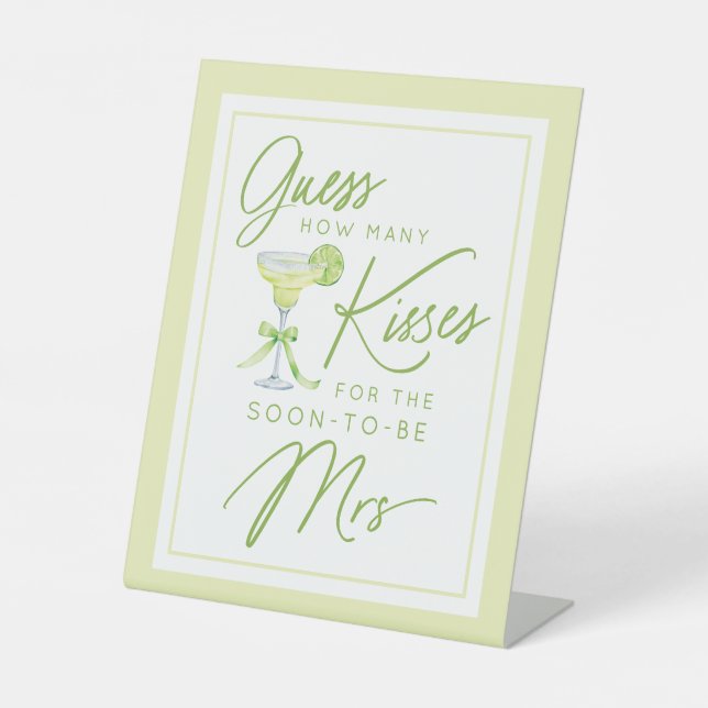 Guess How Many Kisses Margarita Bridal Shower Sockelschild (Vorderseite)